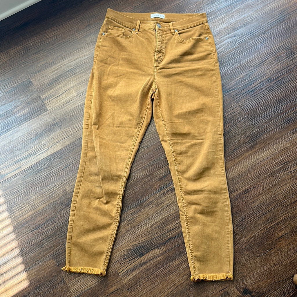 Loft High Waist Skinny Crop W Fringe Hem, Size 8